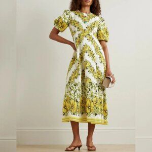 Alemais Yellow Floral Midi Dress